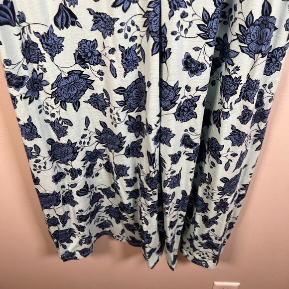 J. Jill Shift Dress Size Large Petite Blue Floral V-neck Casual Comfy Pockets - Picture 7 of 10